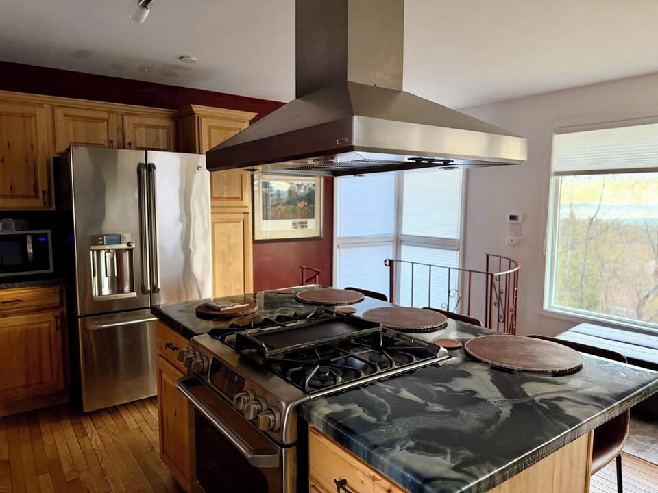 Kitchen island eating area; seats 3