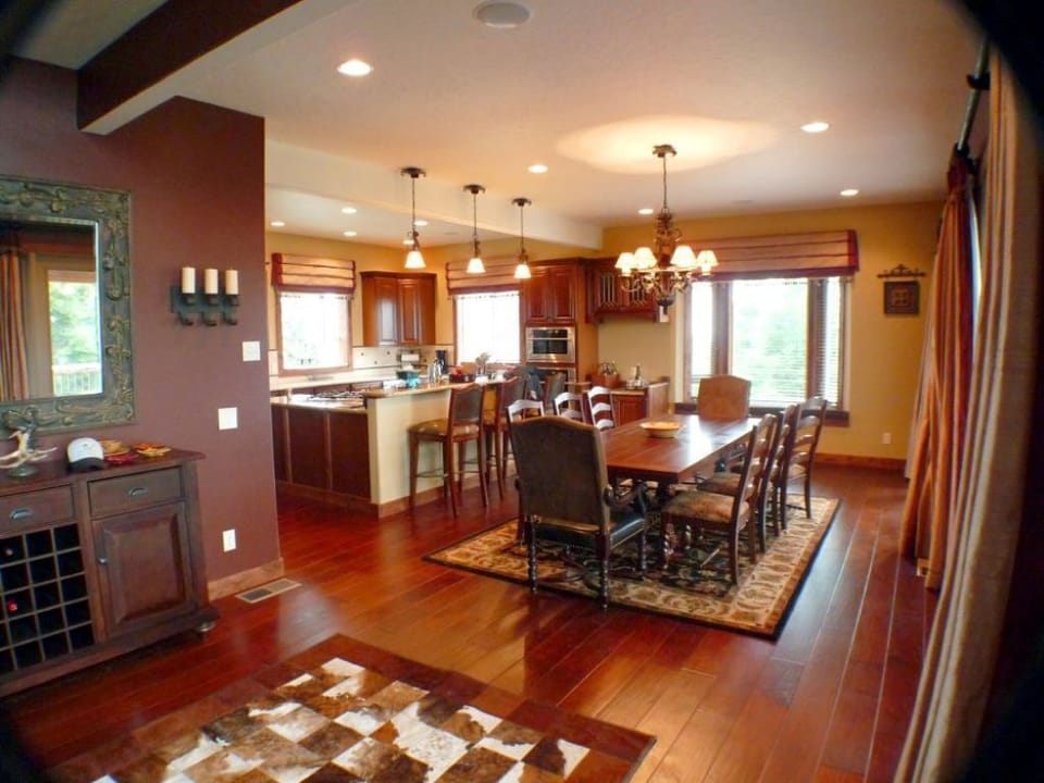 Open kitchen and dining area