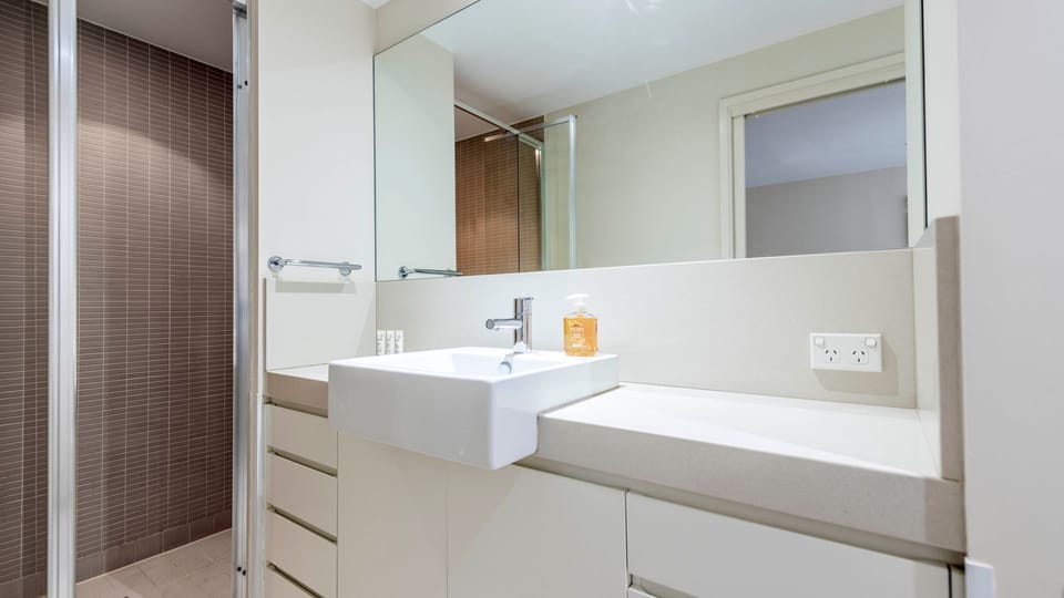 Reset and refresh in this spotless bathroom