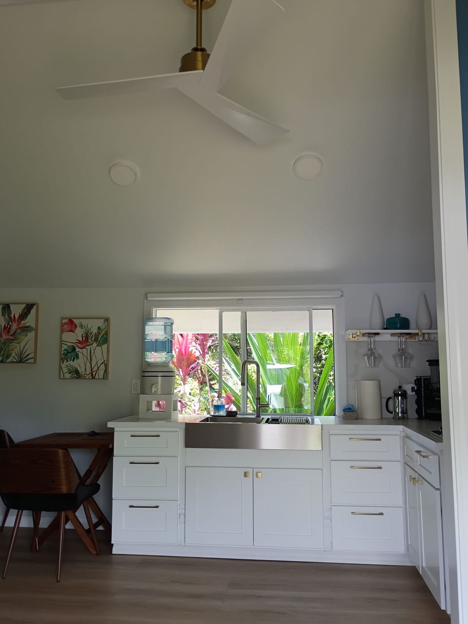 kitchen are with big window looking at the beautiful foliage 