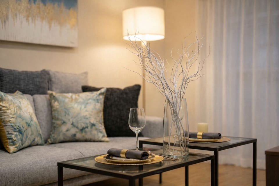 Luxury Villa | Living area | 50-inch flat-screen TV with cable channels