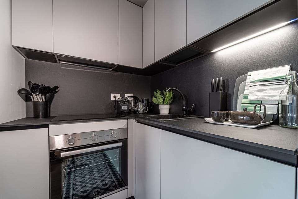 Studio, Terrace | Private kitchen | Espresso maker, electric kettle, dining tables