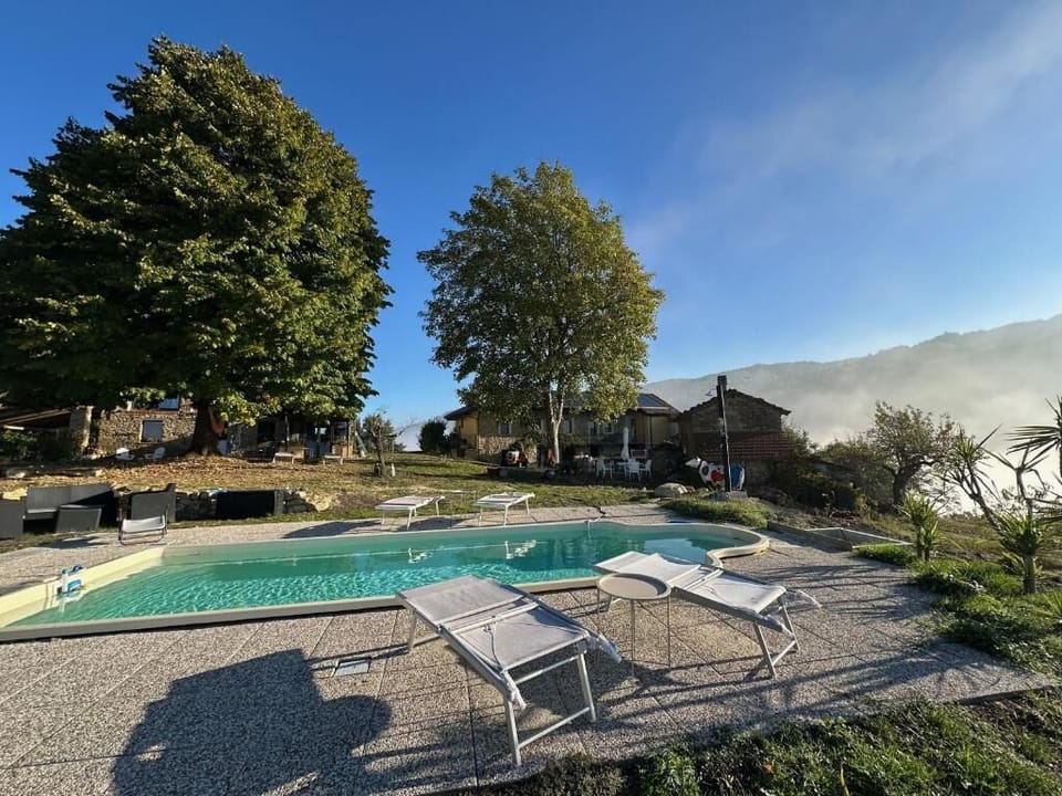 Seasonal outdoor pool, sun loungers