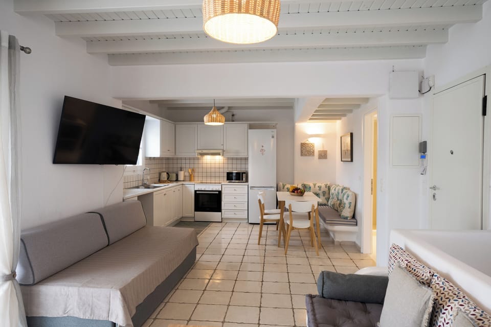 living room and kitchen area