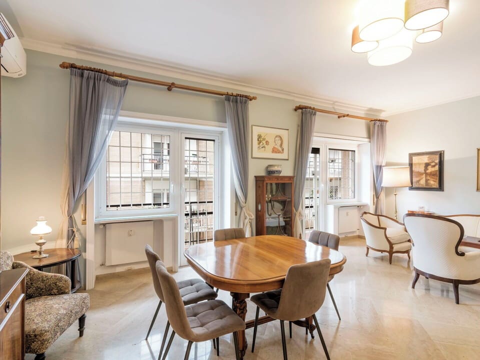 Furniture, Interior Design, Flooring, Wood, Ceiling, Floor, Table, Chair, Room, Apartment