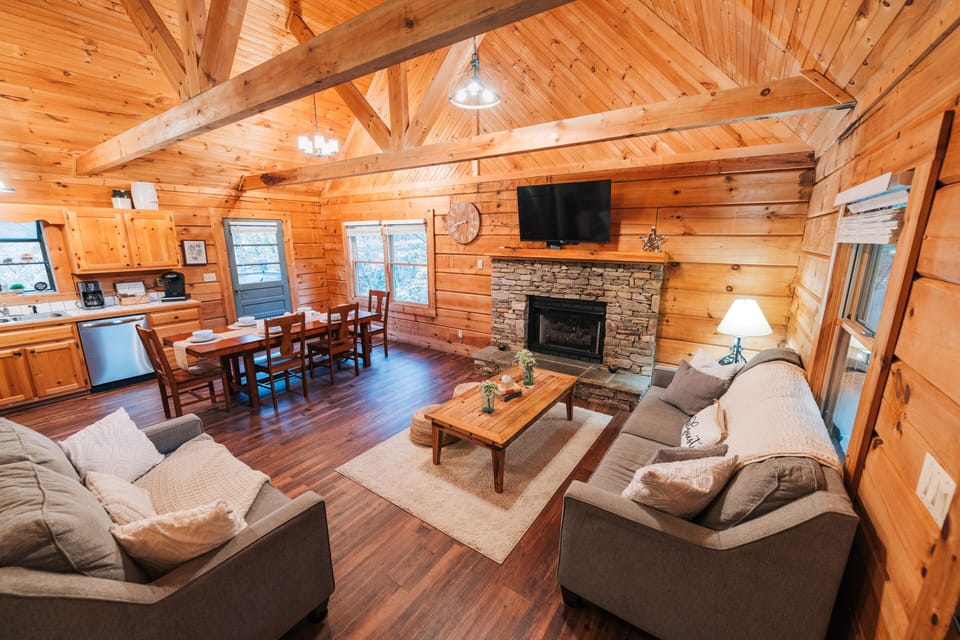 Living area with fireplace