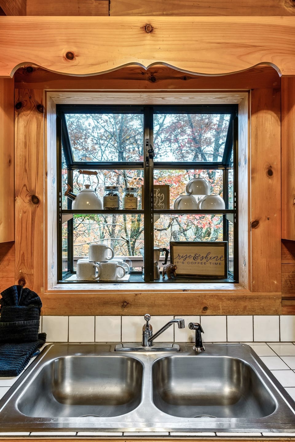 Kitchen area with a lovely garden window