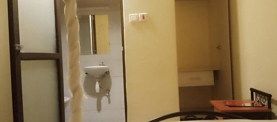Shower, free toiletries, towels, toilet paper