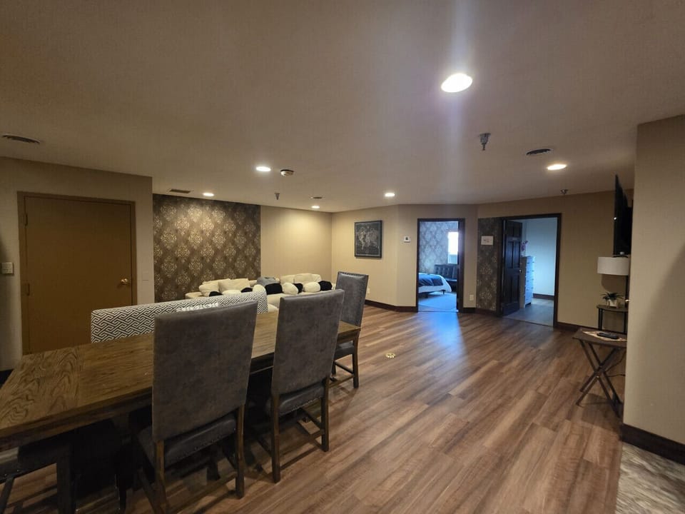 Spacious dining and living area