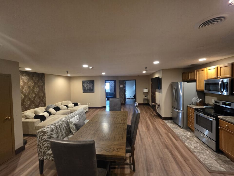 Spacious dining and living area