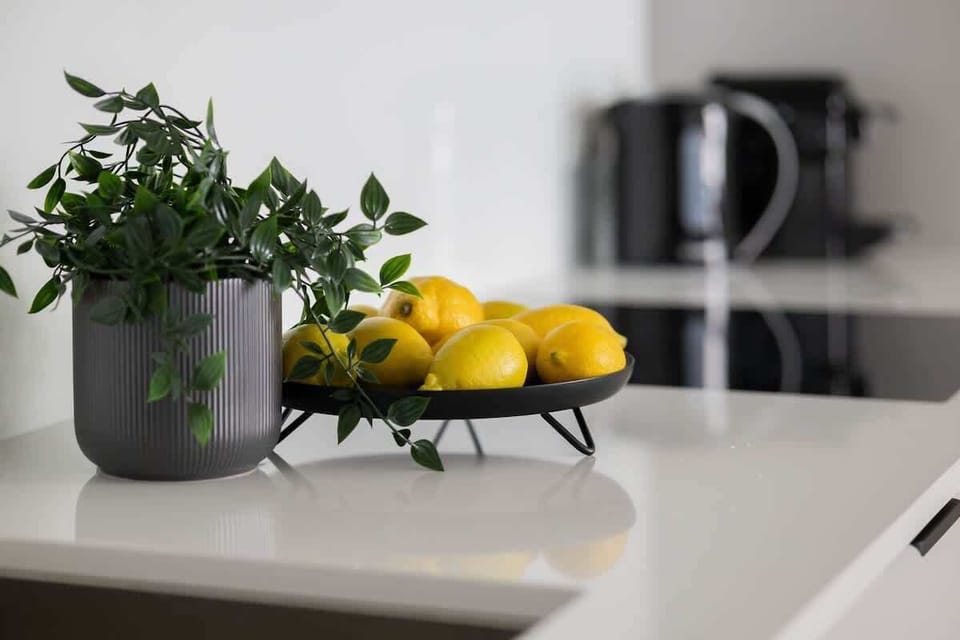 The kitchenette is designed to be practical and use space efficiently.