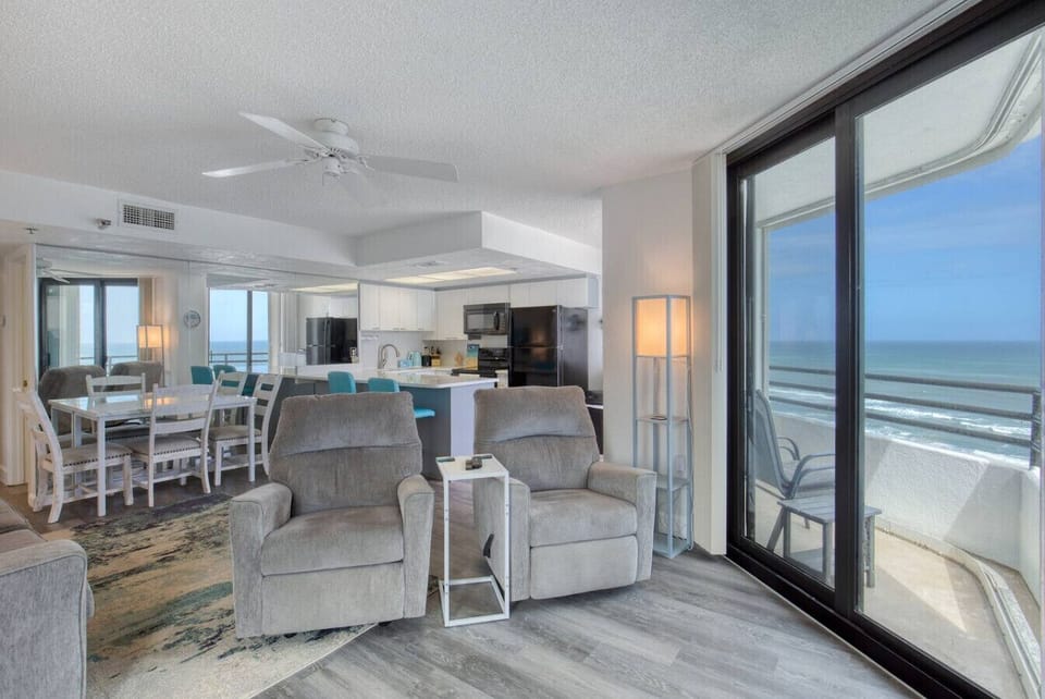 Daytona Beach Vacation Rental Oceanfront Airbnb VRBO  Private Access Game Room  Patio balcony