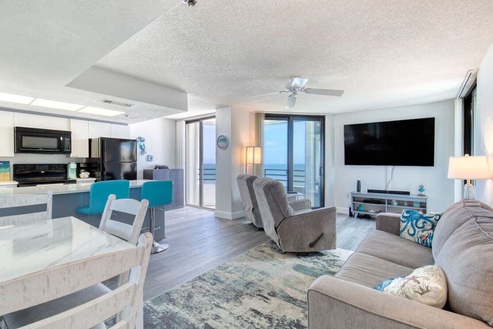 Daytona Beach Vacation Rental Oceanfront Airbnb VRBO  Private Access Game Room  Patio balcony
