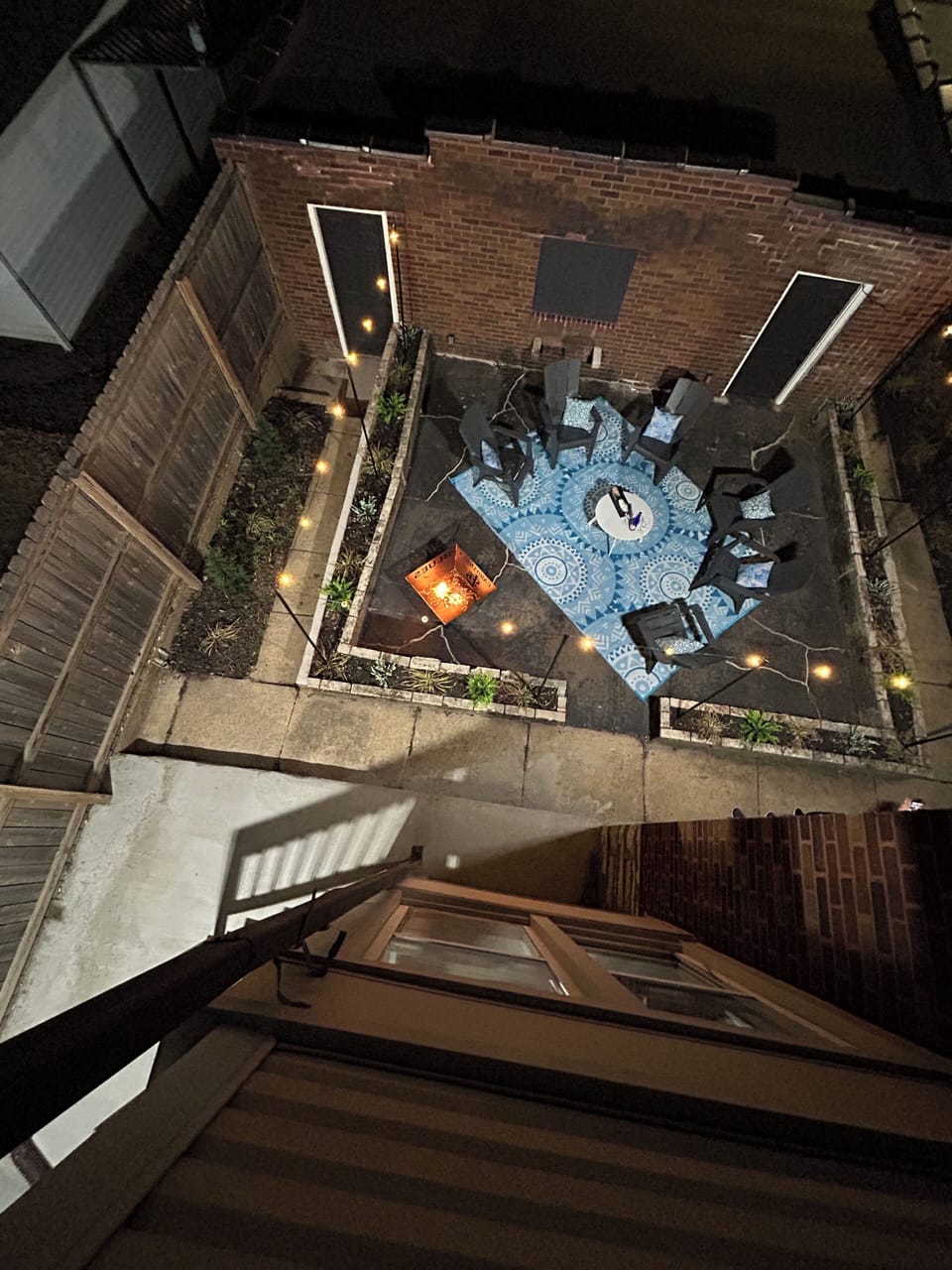 Outdoor space, & garage area.