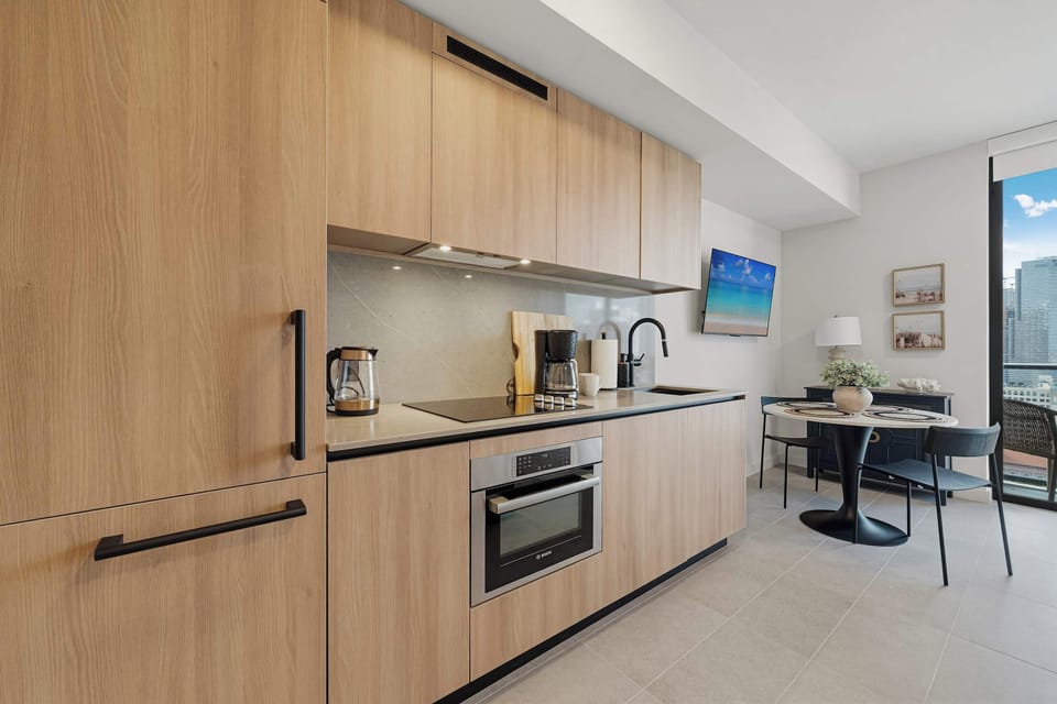 Clean, minimalist design with plenty of storage.