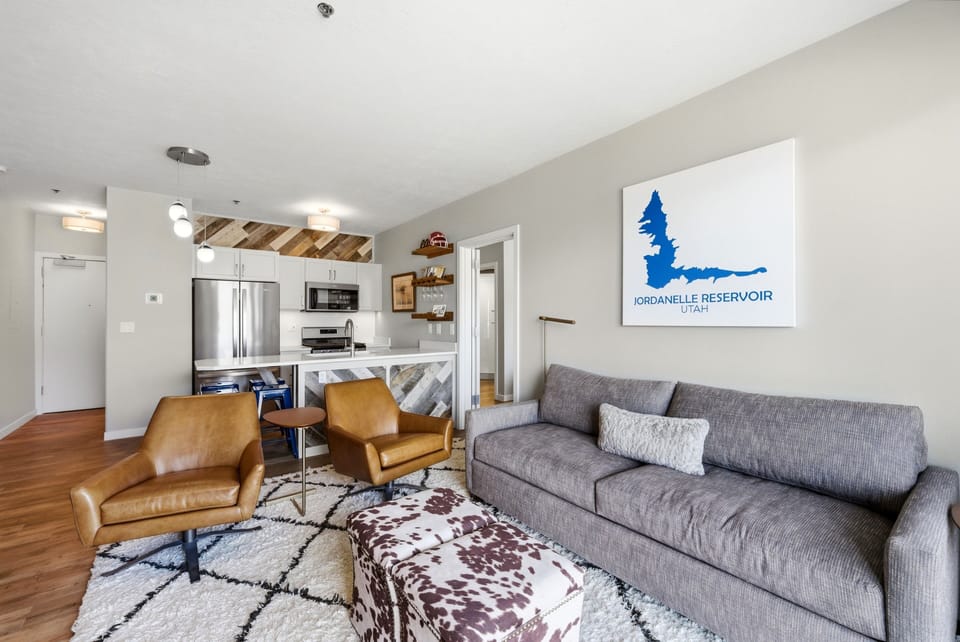 a modern designer living area at The Mason