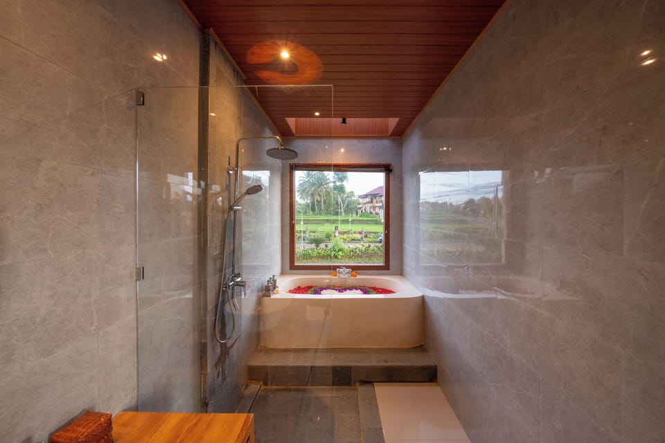 Luxury Villa, 1 King Bed, Private Pool, Courtyard View | Bathroom | Hair dryer, slippers, towels, soap