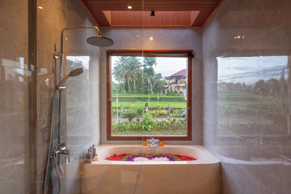 Luxury Villa, 1 King Bed, Private Pool, Courtyard View | Bathroom | Hair dryer, slippers, towels, soap