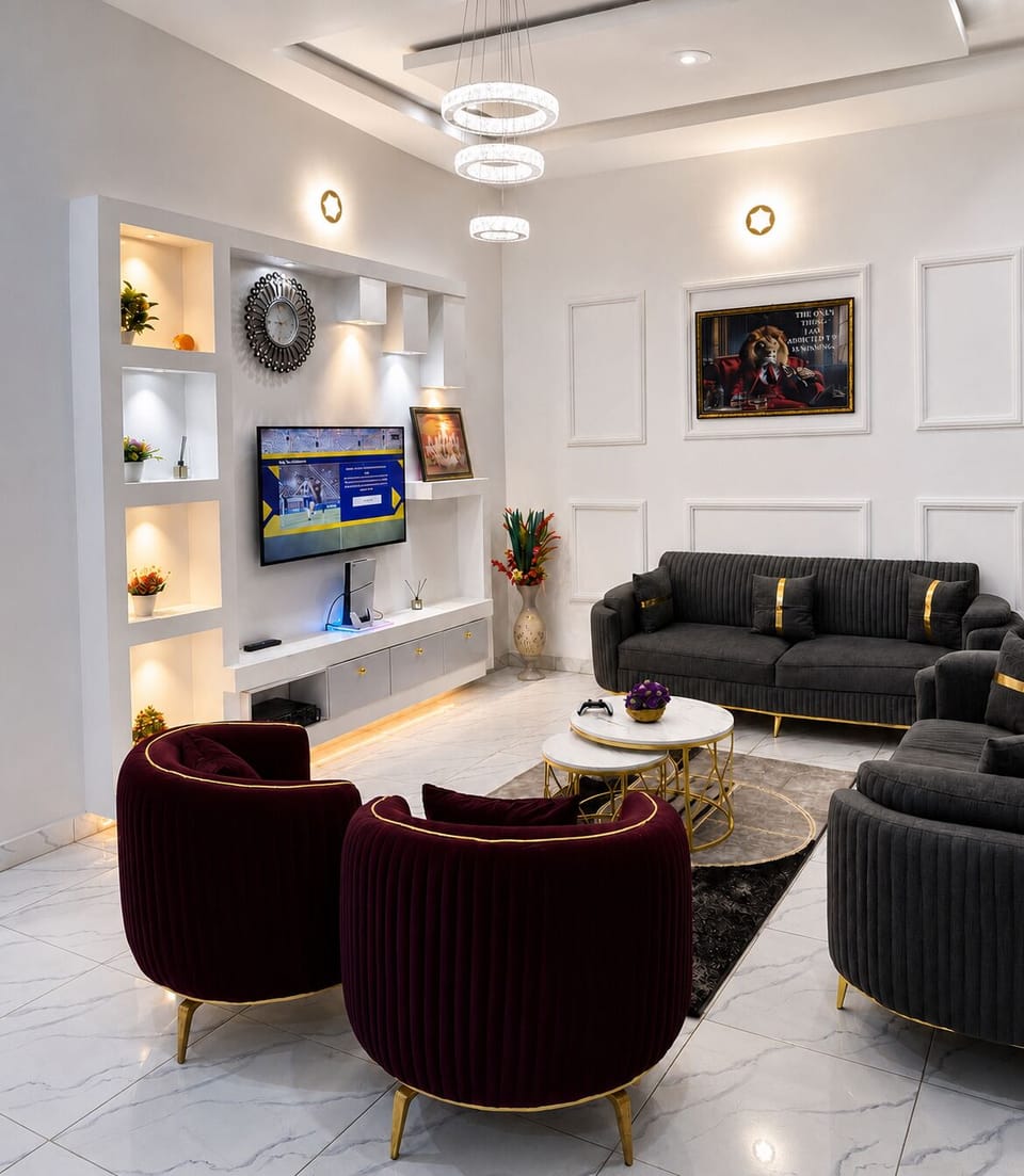 Living room designed for games also