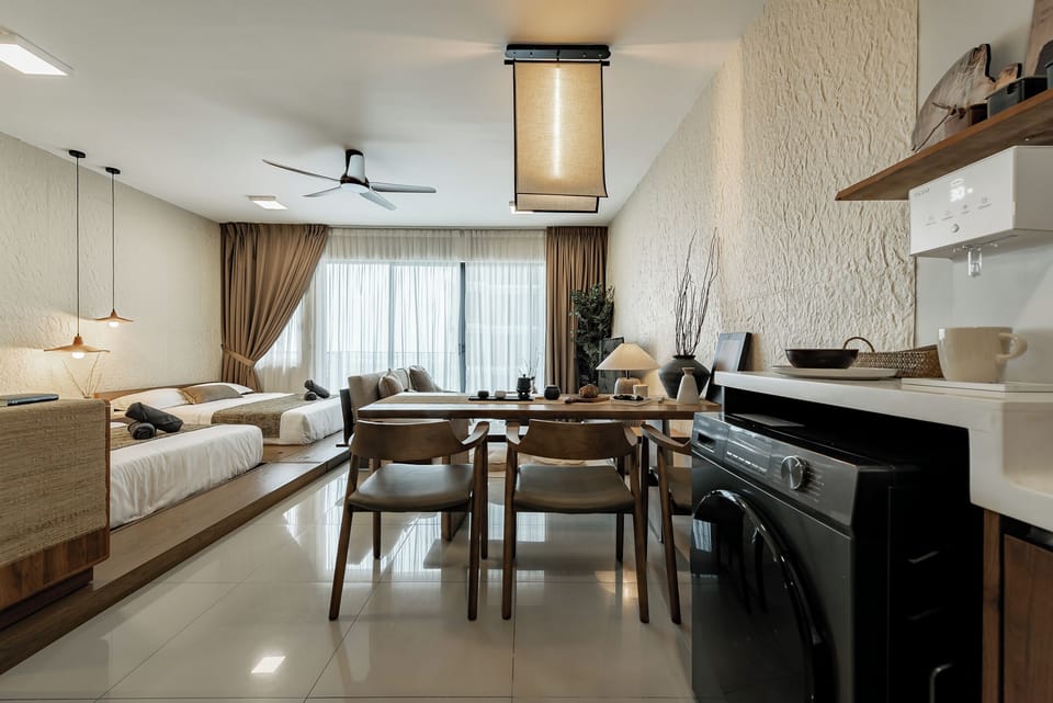 Apartment, Pool View | Private kitchen | Fridge, microwave, toaster, rice cooker