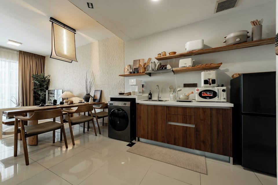 Apartment, Pool View | Private kitchen | Fridge, microwave, toaster, rice cooker