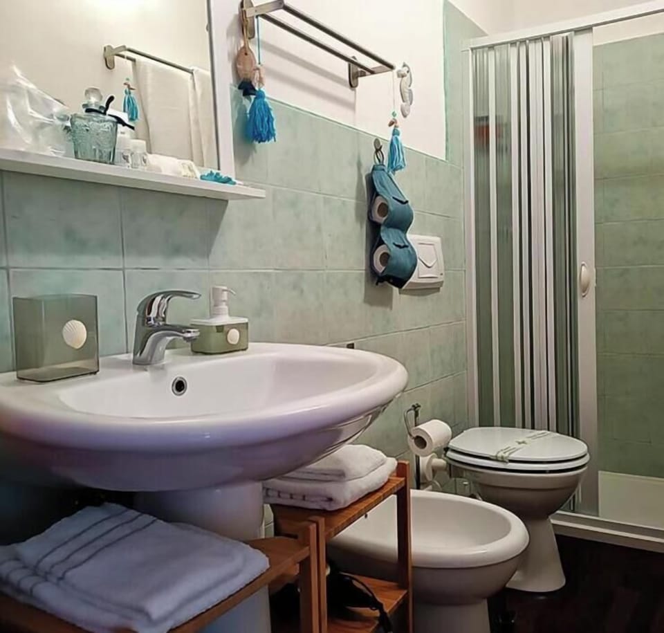 Shower, free toiletries, hair dryer, bidet