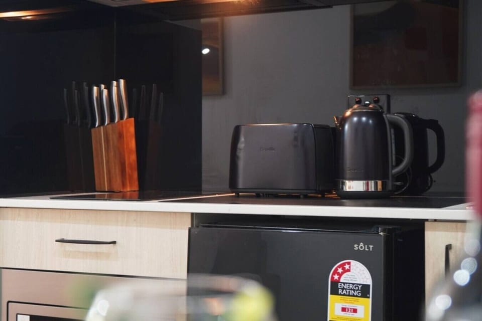 Thoughtfully stocked kitchen setup — perfect for morning coffee, quick breakfasts, or light cooking during your stay.