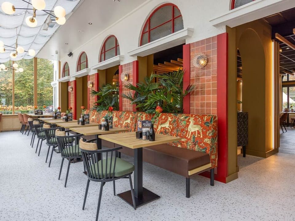 Settle into cozy banquettes for long, laughter-filled meals.