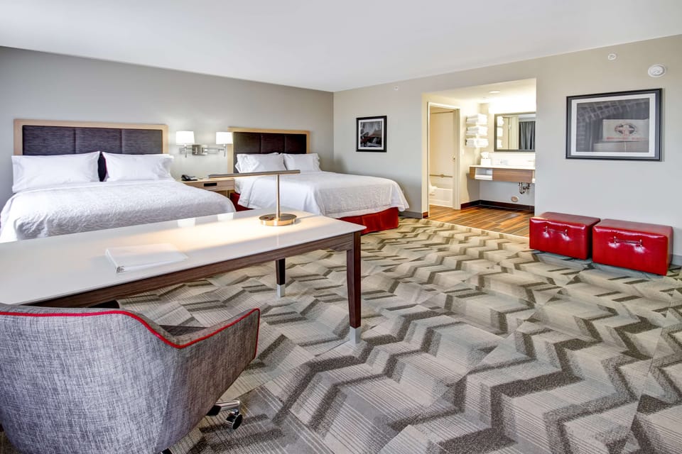 Studio, 2 Queen Beds, Non Smoking, Refrigerator & Microwave | In-room safe, desk, laptop workspace, iron/ironing board
