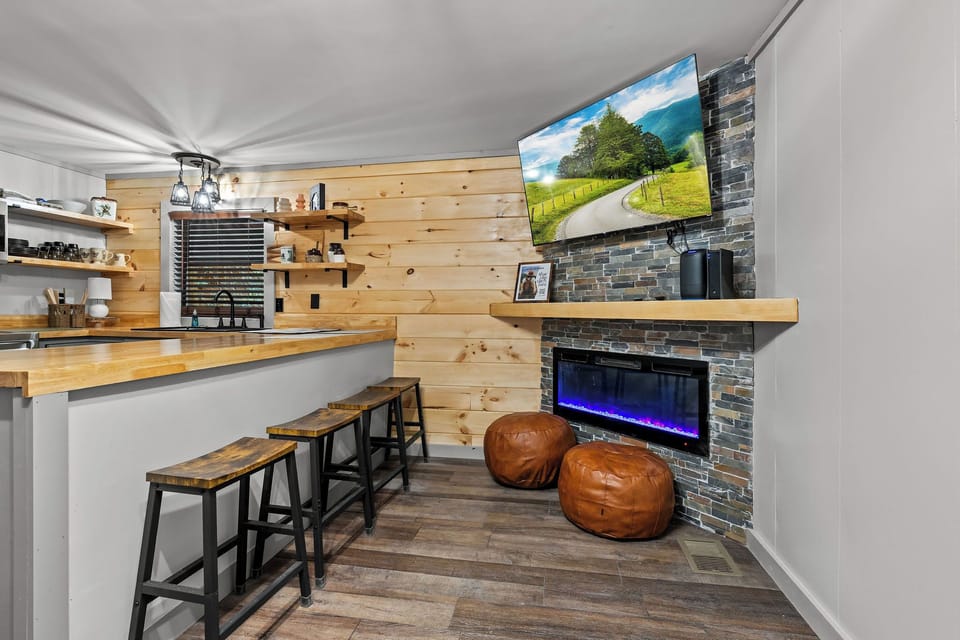 Fireplace and TV