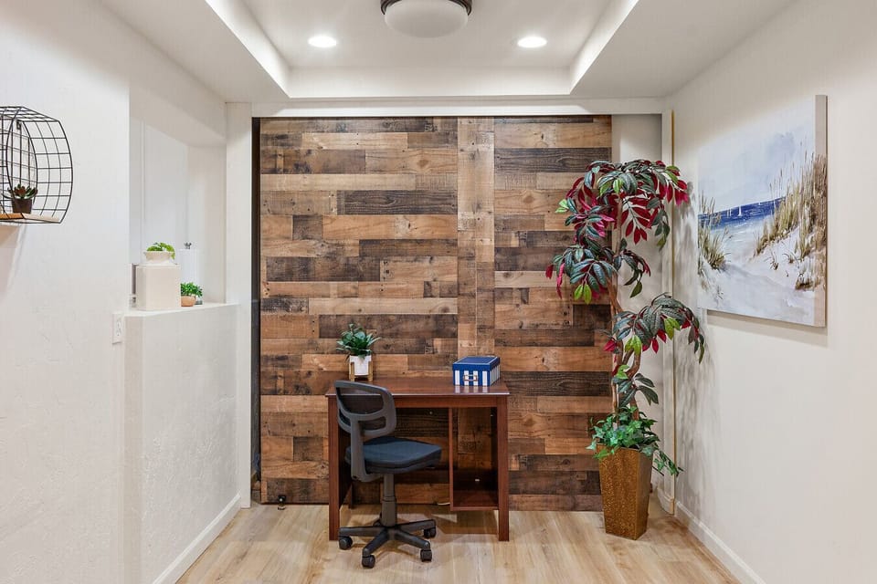 Private workspace nook ideal for remote work or study.