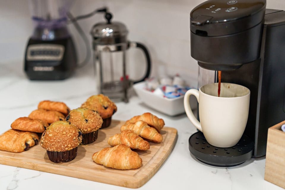 Morning coffee station with pastries and all your favorites.