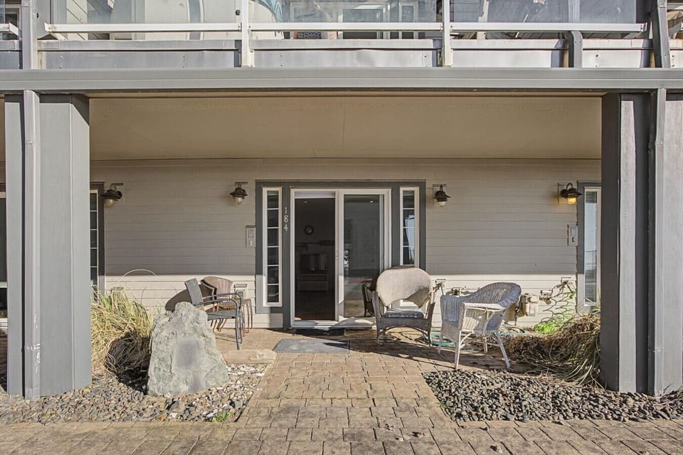 1st floor patio off of family room with easy access to beach