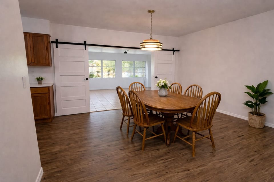 dining room area/ view to the sun room