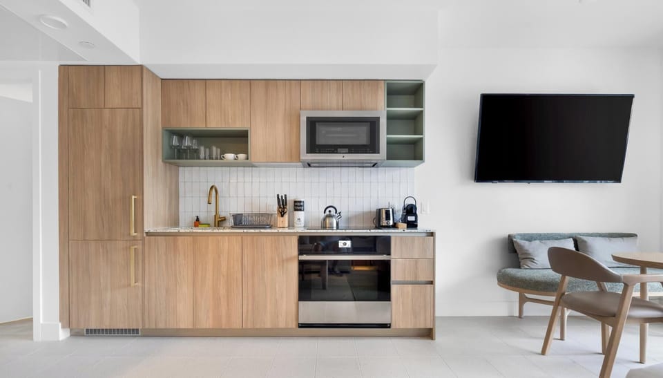 Studio, Balcony, City View | Private kitchen | Dishwasher, espresso maker, cookware/dishes/utensils