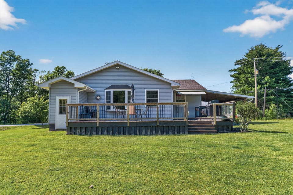 Front deck viewed across the lawn