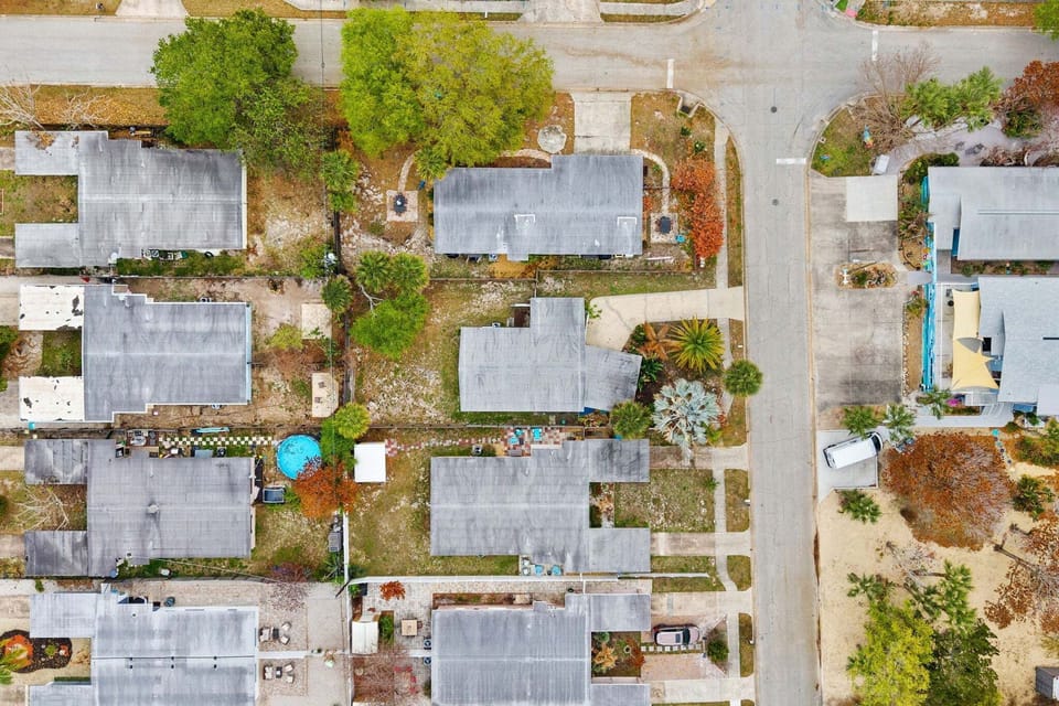 Bird's eye view of the beach home