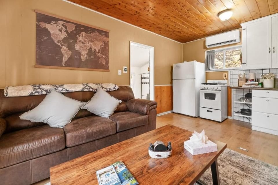 Flat-screen TV, fireplace