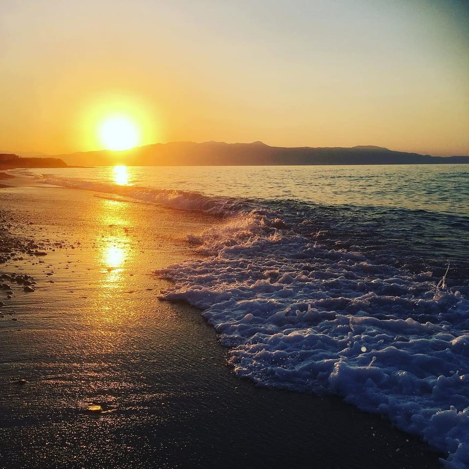 On the beach, sun loungers, beach umbrellas, beach towels