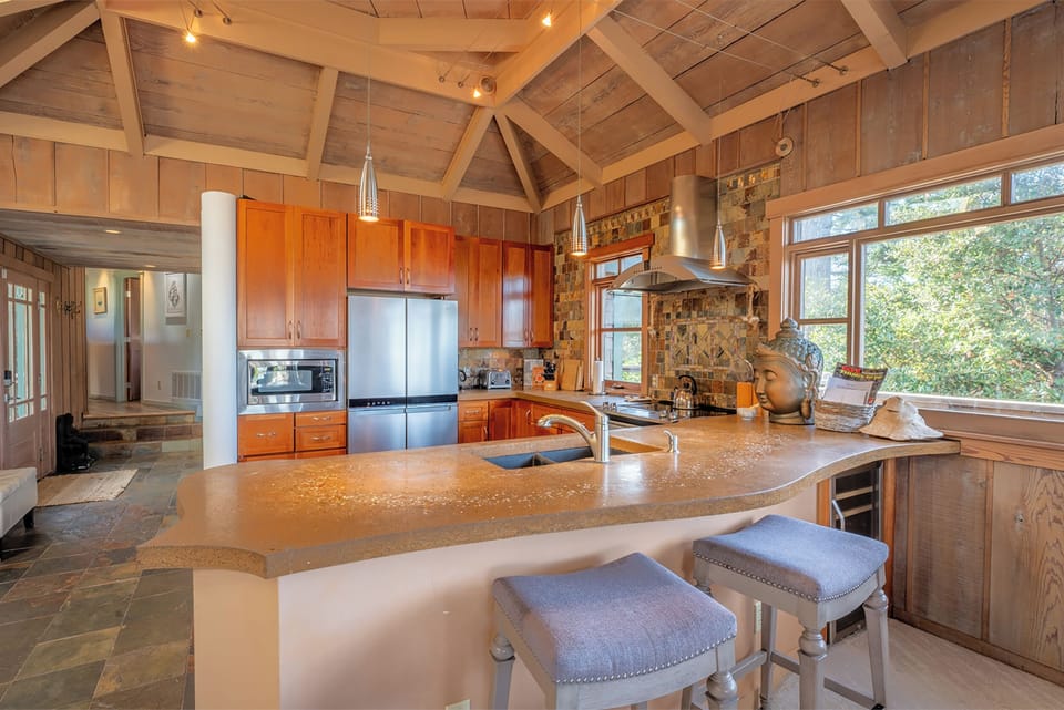 The kitchen from the living room