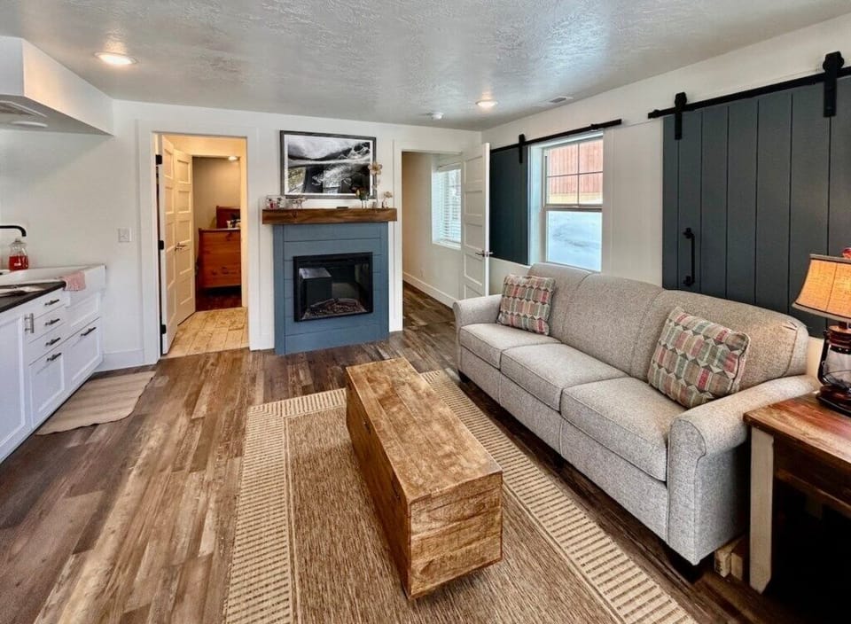 Living area with electric fireplace