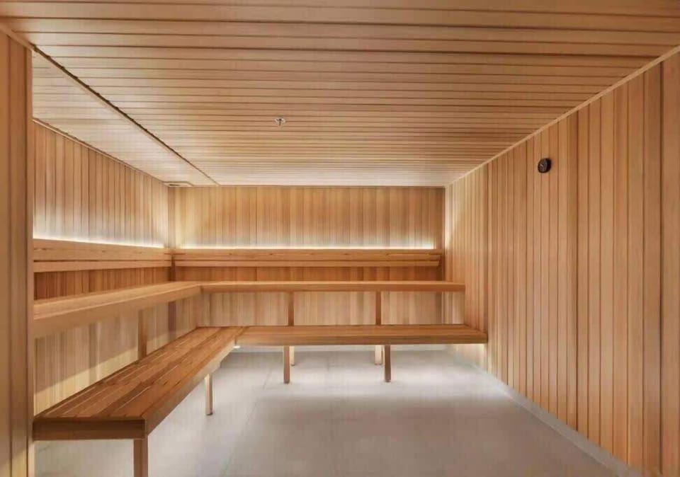 "Indulge in the cozy sauna, perfect for unwinding after a day of exploration. Let the warm, enveloping steam melt away your stress and rejuvenate your senses. A tranquil retreat right at your fingertips!"