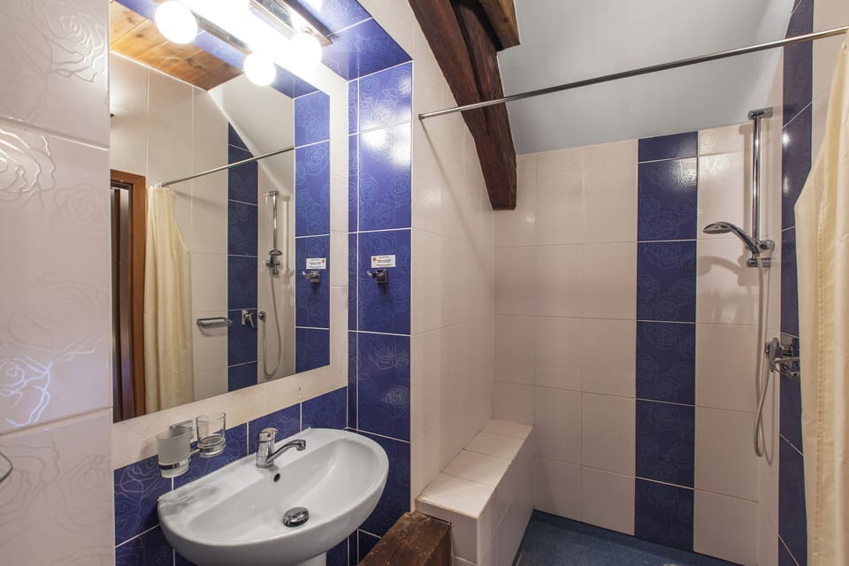 Classic Double Room | Bathroom | Shower, hair dryer, towels, soap