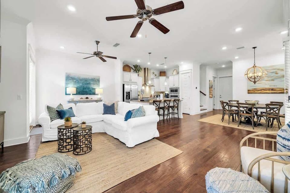 Open living and dining on the first floor