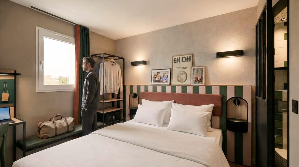 EH OH Duo Double | In-room safe, desk, laptop workspace, blackout drapes