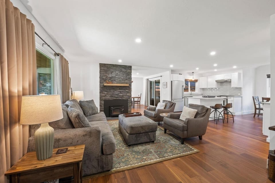 Bright main living area with couch and comfortable seating.