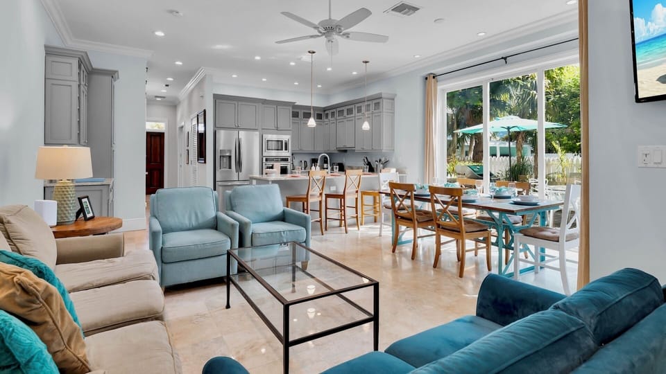 The first floor has an open-concept living area, perfect for entertaining...