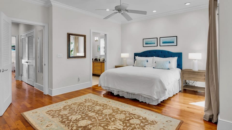 Sink into your plush bed and enjoy the calming coastal touches and warm wood floors...
