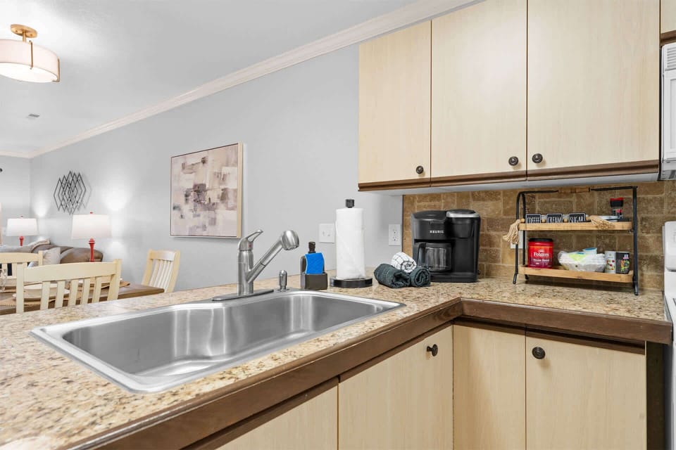 The open kitchen is well equipped for an unforgettable getaway​