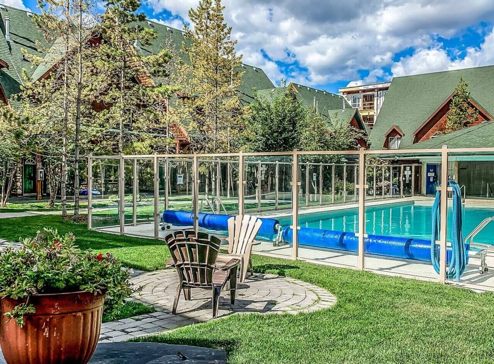 Mystic Spring`s outdoor heated swimming pool and hot tub,
